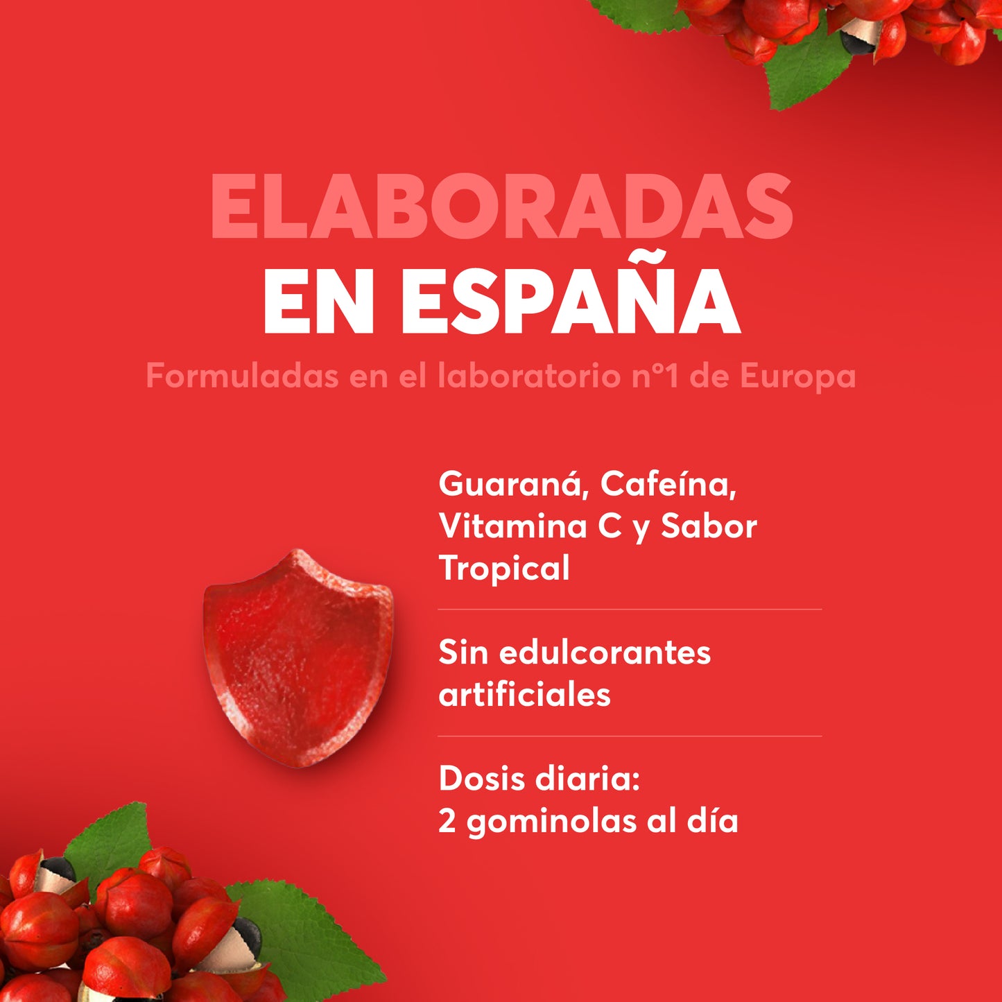 ENERGY V-Gummies | Gominolas Con Guaraná, Cafeína y Vitamina C | Energía para el Día